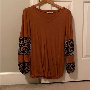 autumn orange shirt with cheetah print